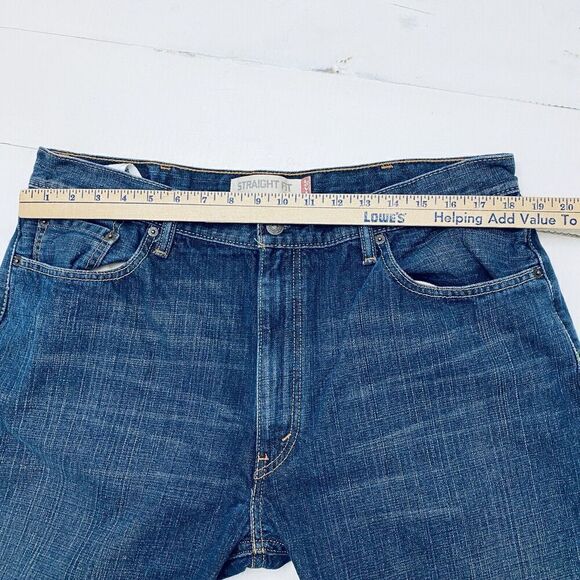 Levis 505 Mens Jeans Regular Straight Fit 38 x 32 Blue Dark Wash 100% Cotton - Picture 11 of 16